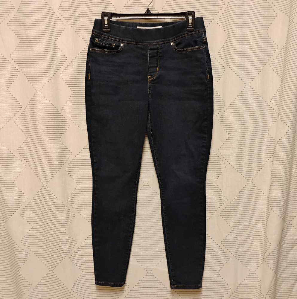 Levi's Totally Shaping Pull On Shiny Women's Dark Blue Jeans Size W29 L28